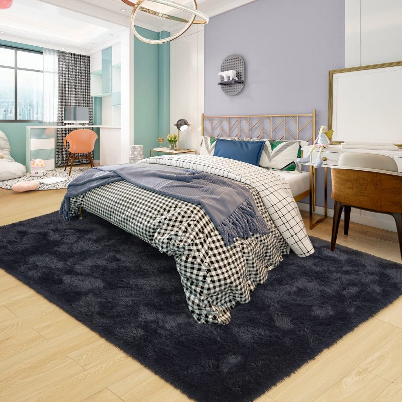 ST. BRIDGE Ultra Soft Black Rugs for Bedroom 5x8 Feet, Fluffy Shag Area Rugs for Living Room, Large Comfy Furry Rug for Boys Kids Baby Room Decor, Non Slip Nursery Rug Modern Indoor Fuzzy Floor Carpet - Image 2